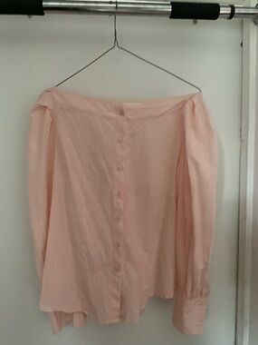 H&M Pale Pink Off-Shoulder Button-Front Blouse